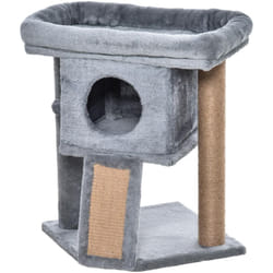 Arbre à chat grattoir griffoir niche panier d'observation boule peluche gris