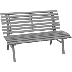 Outsunny - Banc de jardin 2 places assise dossier à lattes alu gris