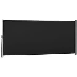 Outsunny - Store latéral brise-vue paravent rétractable dim. 3L x 1,6H m métal polyester imperméable anti-UV haute densité 180g/m² noir