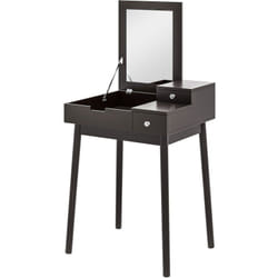 Homcom - Coiffeuse design scandinave table de maquillage multi-rangements miroir pliable 60L x 50l x 86H cm pin et mdf noir
