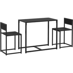 Homcom - Ensemble table et chaises 2 personnes chaises encastrables métal mdf effet bois noir