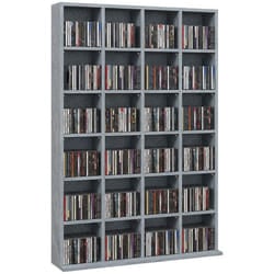 Meuble de rangement multimédia 456 CD/ 336 DVD - HOMCOM - bibliothèque en bois avec étagères réglables - 89 x 1305 cm - gris