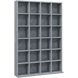 Tagère rangement cd/dvd meuble de rangement pour 480 CDs 24 compartiments réglables en hauteur 89 x 20 x 130 cm gris