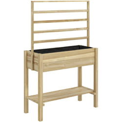 Outsunny - Jardinière sur pied avec treillis haut dim. 88 x 37 x 137 cm - étagère, feutre et drainage - bois pré-huilé