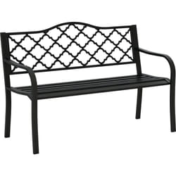 Outsunny - Banc de jardin 2 places style rétro dim. 128 x 58,5 x 89 cm acier fonte noir