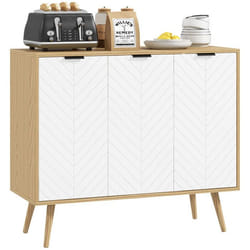 HOMCOM - Buffet de cuisine - Panneau de particules - 915x35x774cm - Blanc et bois naturel