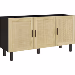 Ce joli buffet au style bohème multi-rangement équipé de 2 placards (un double porte avec 2 étagères réglables en hauteur, un ...