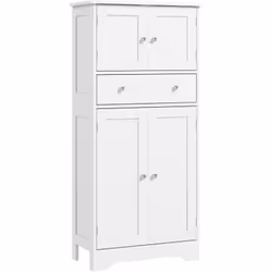 Découvrez le buffet de cuisine HOMCOM, avec placard supérieur, tiroir central et placard inférieur pour organiser vaisselle e ...