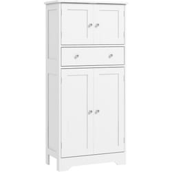 Armoire buffet cuisine - 4 portes, étagère, tiroir - dim. 60 x 30 x 128 cm - blanc