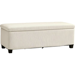 Homcom - Banquette coffre design velours côtelé - dim. 112 x 42 x 40 cm rangement 84L - beige clair