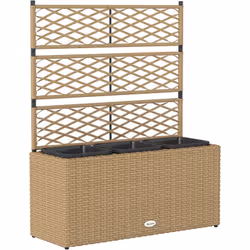 Cette superbe jardinière avec treillis en PE imitation rotin tressé vous permettra de faire pousser vos plantes grimpantes. C ...