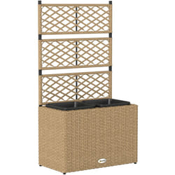 Outsunny - Jardinière avec treillis dim. 57L x 30l x 107H cm 2 bacs inserts d'irrigation inclus pe imitation rotin tressé sable