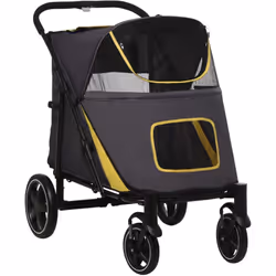 Sortez aisément avec ce chariot pour chien PawHut jusqu'à 30 kg. Grand espace avec fenêtres en maille, assurant fraîcheur et ...