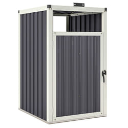 Outsunny - Abri poubelle - cache poubelle - 240L - porte, couvercle - tôle acier ondulé blanc gris