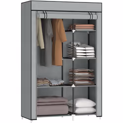 Cette jolie armoire penderie multi-rangement doté de 6 étagères et d'une barre de penderie ajoutera une touche d'élégance mod ...