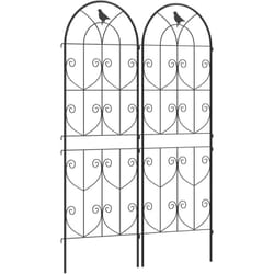 Outsunny - Treillis de jardin effet fer forgé oiseau - 2 supports plantes grimpantes - 50 x 150 cm - métal époxy noir