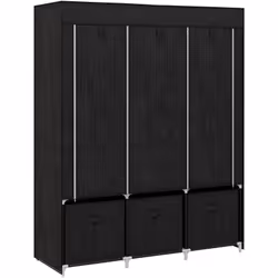 Homcom - Armoire penderie pliable 5 étagères 2 tringles 3 tiroirs tissu noir