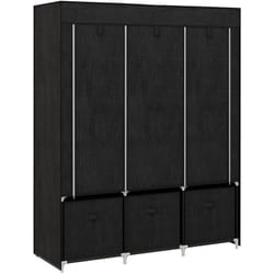 Homcom - Armoire penderie pliable 5 étagères 2 tringles 3 tiroirs tissu noir