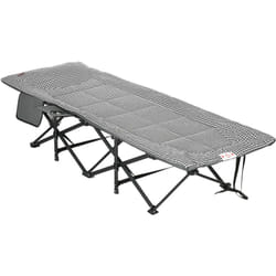 Outsunny - Lit de camp pliable portable design sac de transport matelas intégré motif pied-de-poule noir blanc