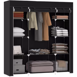 L'armoire de rangement de chambre HOMCOM, temporaire ou permanente, pour chambres, inclut tringle pour vêtements longs et dix ...