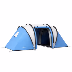 Tente de camping familiale - Outsunny - 4-5 personnes - avec 2 chambres 3 fenêtre sac de transport - 450 x 220 x 180 cm - ble ...