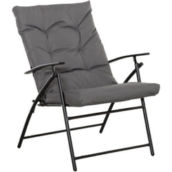 Outsunny - Chaise de camping pêche pliable portable haut dossier inclinable épais coussin matelassé inclus gris