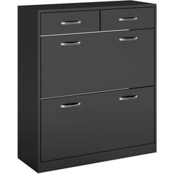 Homcom - Armoire meuble à chaussures multi-rangement 2 abattants double niveau 2 tiroirs noir