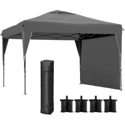 Outsunny - Tonnelle pop-up barnum pliant 3 x 3 x 2,65 m - paroi latérale amovible, sac transport, sacs à lester - acier toile gris