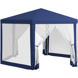 Outsunny - Tonnelle barnum tente de réception hexagonale 10 m² style cosy métal polyester imperméabilisé surface env. 10 m² bleu