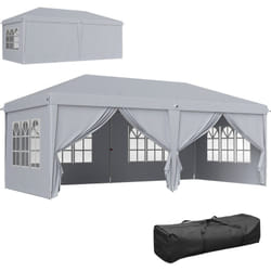 Outsunny - Tonnelle barnum pliant pop-up imperméabilisé 5,85L x 2,95l x 2,7H m 6 parois latérales amovibles 4 fenêtres + sac de transport gris