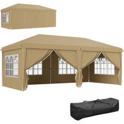 Outsunny - Tonnelle barnum pliant pop-up imperméabilisé 5,85L x 2,95l x 2,7H m 6 parois latérales amovibles 4 fenêtres + sac de transport kaki