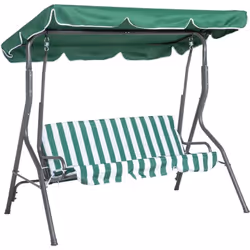 La balancelle de jardin Outsunny autonome avec base, toit inclinable contre soleil et éblouissement. Cadre métal robuste en A ...