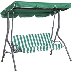 Outsunny - Balancelle de jardin 3 places - toit inclinaison réglable - coussins assise et dossier - gris blanc vert