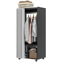 Armoire penderie - HOMCOM - Armoire de Rangement Mobile avec rideau - Panneaux de Particules - tringle de suspension - noir