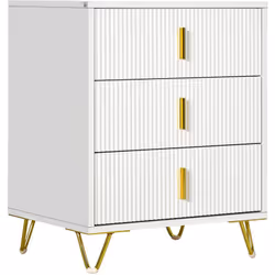 Découvrez le charme de la commode HOMCOM blanche, avec ses tiroirs cannelés, poignées dorées et pieds en épingle. Avec ses de ...