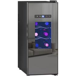 Homcom - Cave à vin 12 bouteilles 30L thermoélectrique silencieuse - porte verre, éclairage led, écran tactile numérique - noir