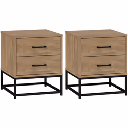 Découvrez l'ensemble de tables de nuit HOMCOM, au style industriel, équipé de deux tiroirs pour organiser vos essentiels près ...