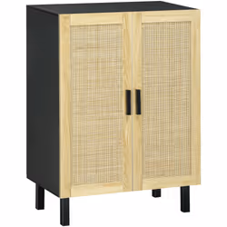 Ce joli buffet au style bohème multi-rangement équipé d'un placard 2 portes avec 2 étagères réglables en hauteur vous permett ...