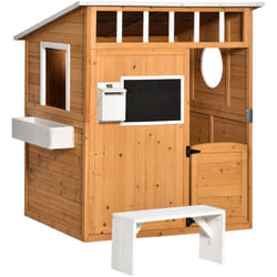 Outsunny - Maison de jeux enfant - jeu plein air maisonnette enfant - dim. 122L x 108l x 135H cm - bois sapin pré-huilé