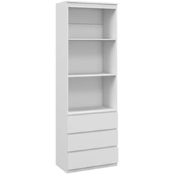 Homcom - Bibliothèque 3 étagères 3 tiroirs - dim. 60L x 35l x 180H cm - panneaux aspect bois blanc