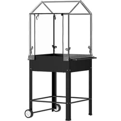 Outsunny - Jardinière sur pied avec serre - carré potager sur pied - 2 roues - 67 x 69 x 147 cm - métal pvc noir