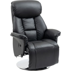 Fauteuil relax inclinable repose-pied réglable pivotant 360° piètement métal chromé revêtement synthétique noir