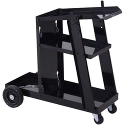 Durhand - Chariot de soudage à 3 niveaux mobile 4 roues - poste à souder - support pour bouteille avec chaînes de soutien - acier noir