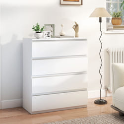Commode - Homcom - 4 Tiroirs - Avec Mécanisme De Fermeture En Douceur - Panneau De Particules - 80 X 39 X 95 Cm - Blanc