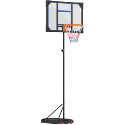 Aiyaplay - Panier de basketball sur pied - hauteur réglable 210-260 cm - base de lestage 2 roulettes - acier pvc bleu noir