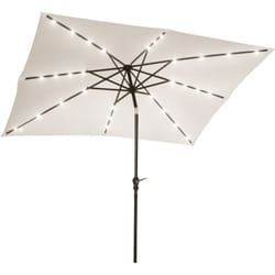 Parasol lumineux rectangulaire inclinable dim. 2,68L x 2,05l x 2,48H m parasol led solaire métal polyester haute densité blanc cassé