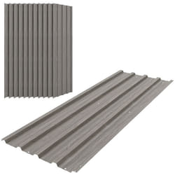 Panneaux en acier galvanisé - Outsunny - lot de 12 - résistant aux intempéries - 129 x 45 cm - acier galvanisé effet bois gris clair