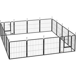 Pawhut - Parc enclos chien 16 panneaux modulables pliable porte verrouillable acier époxy noir