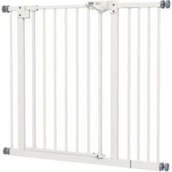Barrière de sécurité chien - porte double verrouillage - L.94 cm max. - sans perçage - métal blanc