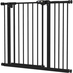 Pawhut - Barrière de sécurité chien - porte double verrouillage - L.94 cm max. - sans perçage - métal noir